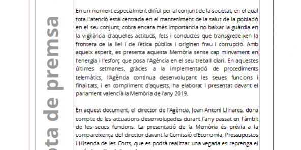 Nota de premsa Memoria 2019