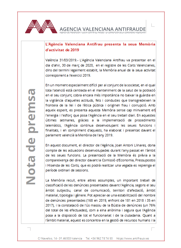 captura_nota_premsa_MEMORIA2019_VAL Nota de premsa Memoria 2019